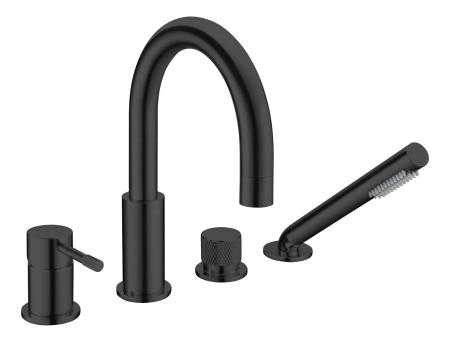 Смеситель врезной на борт ванны Boheme UNO Black 460-B