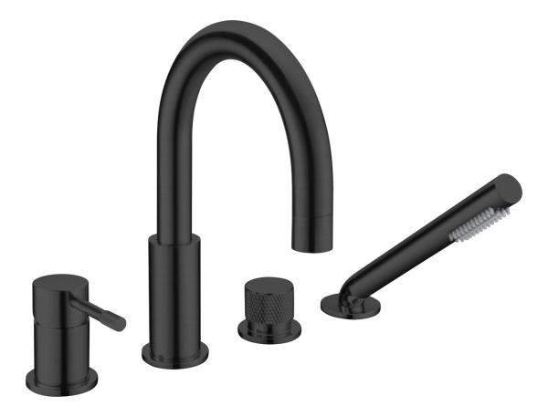 Смеситель врезной на борт ванны Boheme UNO Black 460-B