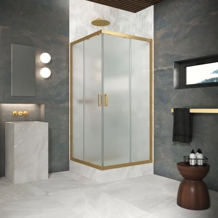 Душевой уголок Vegas-glass ZA Protec 120 03 10, профиль золото матовое, стекло сатин