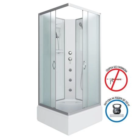 Душевая кабина Niagara NG-1108-14BKG 900х900х2000 средний поддон 26см стекло матовое с полкой