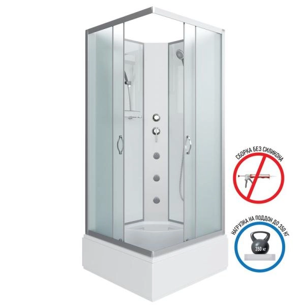 Душевая кабина Niagara NG-1108-14BKG 900х900х2000 средний поддон 26см стекло матовое с полкой