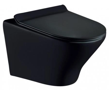 Унитаз подвесной ESBANO ASTER черный матовый безободковый подвесной 495x365x315