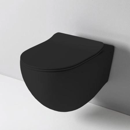 Artceram File 2.0 Унитаз подвесной 36х52см, безободковый, турбо смыв the.reel, saniglaze, цвет: черный матовый