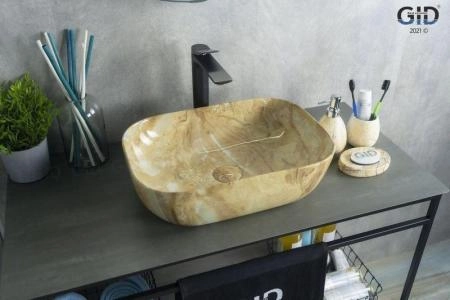 Раковина Gid Mnc548 46x33 на столешницу камень глянцевая
