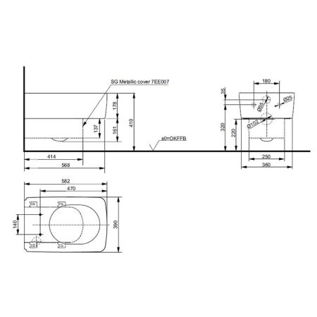 TOTO SG Унитаз подвесной 39x58.2x33см, безободковый, CeFiONtect, Tornado Flush цвет: белый