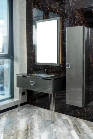 Столешница Boheme стекло 100см моноблок Глянцевая Графит 852-100-GR