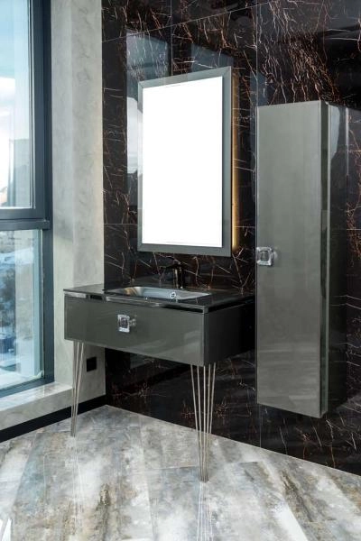 Столешница Boheme стекло 100см моноблок Глянцевая Графит 852-100-GR