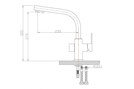 Смеситель для кухни ZORG Zorg Sanitary (ZR 311 YF- КВАРЦ) под фильтр кварц