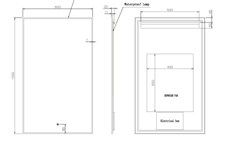 Вертикальное Зеркало Boheme мет. рама, подсв., сенсор, антизапотевание, 100*60, GUN METAL 569-GM