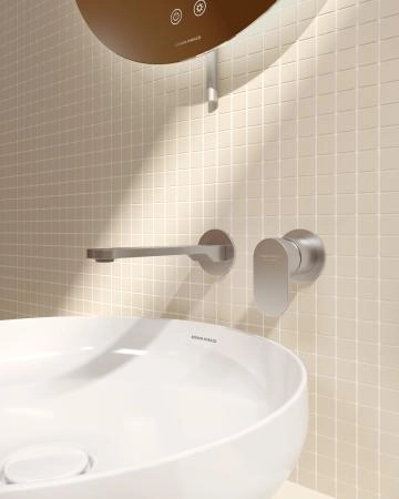 Смеситель для раковины Kerama Marazzi SIARA СИАРА 28050KM.50.050 настенный, с внутренней частью, нержавеющая сталь