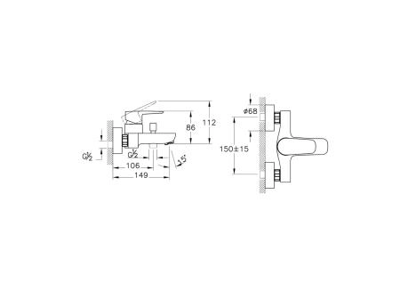 Смеситель VitrA Flow Soft  A4294636EXP настенный однорычажный матовый черный латунь