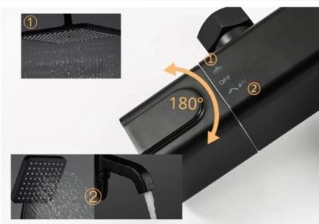 Душевая система Gappo G2491-6 термостат для ванны, черный