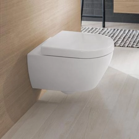 Villeroy&Boch Subway 2.0 Сиденье для унитаза, с микролифтом, цвет: белый/нержавеющая сталь