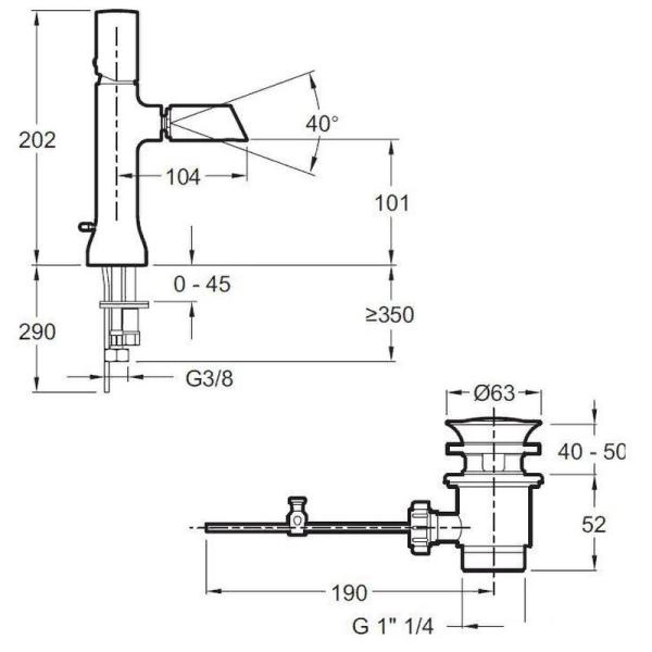 Смеситель Jacob Delafon TOOBI E8961-BN для биде полированный никель с донным клапаном
