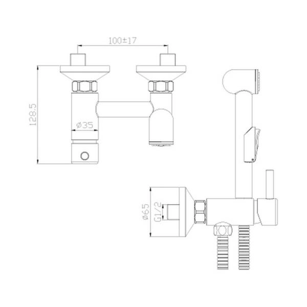 Смеситель Rossinka X25-52 с гигиеническим душем встраиваемый