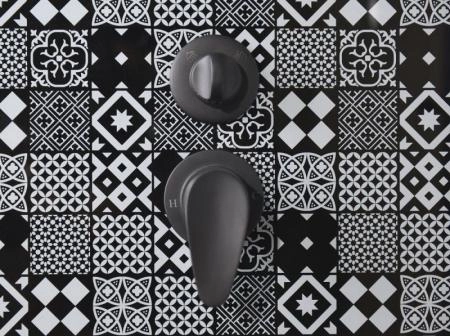 Душевая кабина Esbano 80x80 черный профиль полукруг стекло прозрачное ESKBB80CR