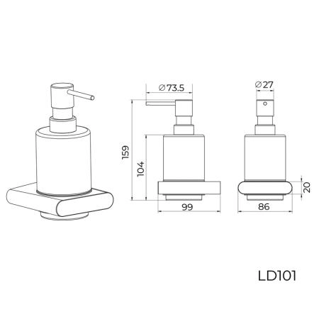 Дозатор жидкого мыла KNOTLOR OVAL LD101BL, черный