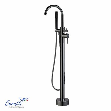 Смеситель напольный Ceruttispa TOBIA GG из нержавеющей стали, цвет графит