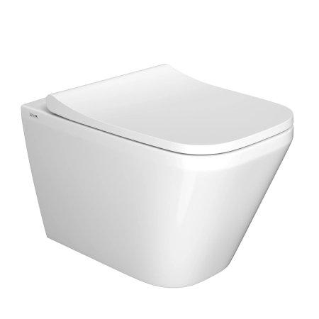 Инсталляция с унитазом VitrA Integra Square  9856B003-7207 комплект 4 в 1 с сиденьем микролифт безободковый цвет клавиши глянцевый хром