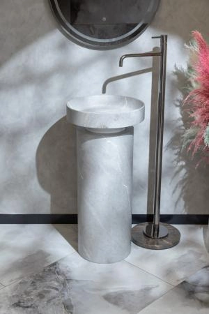 Раковина накладная Boheme SOLE Corian 400*130 Amani Grigio 801-GR