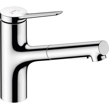 Смеситель Hansgrohe 74803000 Zesis для кухни 146 мм, выдвижной излив, 2 реж., sBox Lite хром