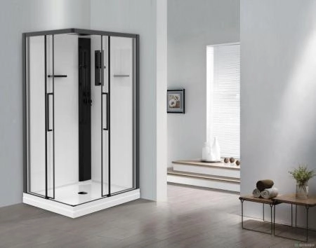 Душевая кабина Esbano 100x80 профиль Черный стекло прозрачное  ESKM108CKRL