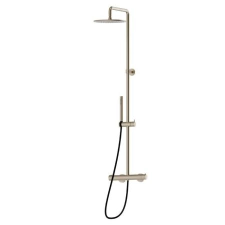 Newform Shower Душевая стойка с термостатическим смесителем, переключателем, верхним и ручным душем, цвет: gold satin