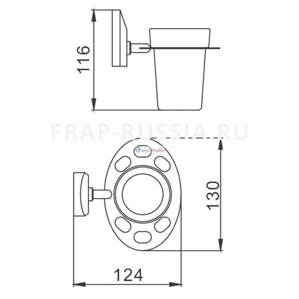F1606-1 Стакан для зубных щеток Frap стекло с держателем