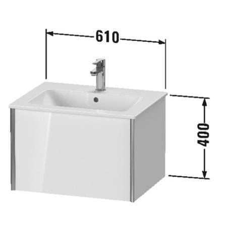 Duravit XViu Тумба подвесная 61x48x40см, с раковиной, 1 ящик, цвет: белый глянцевый/champagne matt