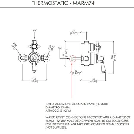 Devon Термостат наружнего монтажа, для душевой для стойки MARK3182CR/MARK618CR, с ручкой белой, цвет: хром (со скл продаем комплектом)