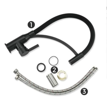 Смеситель для кухни Frap F4552-6 с гибким изливом, черный матовый