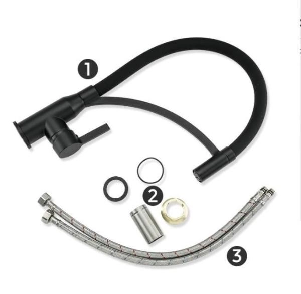 Смеситель для кухни Frap F4552-6 с гибким изливом, черный матовый