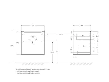 керамическая Раковина , 600x500x180 Bianco BB600ETL