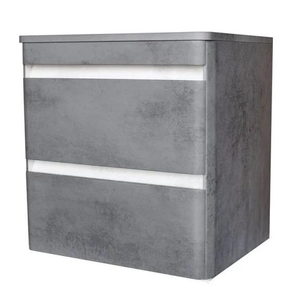 Тумба подвесная Style Line Атлантика 70, Люкс бетон темный, (2 ящ.), со столешницей МДФ, PLUS