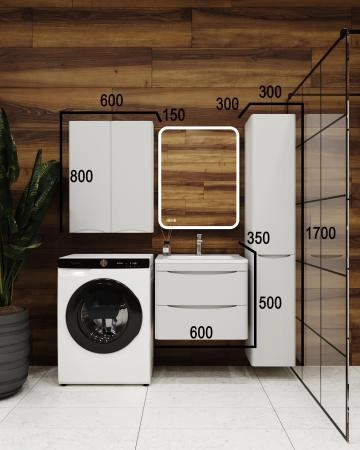 Подвесной Шкаф Style Line Бергамо мини 600 Люкс антискрейтч белый, PLUS