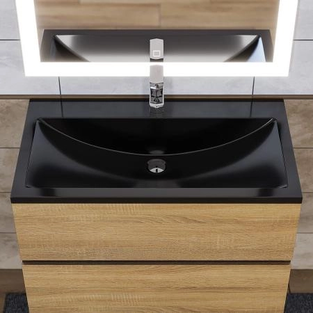 Раковина Uperwood Self 80 см, черная глянцевая