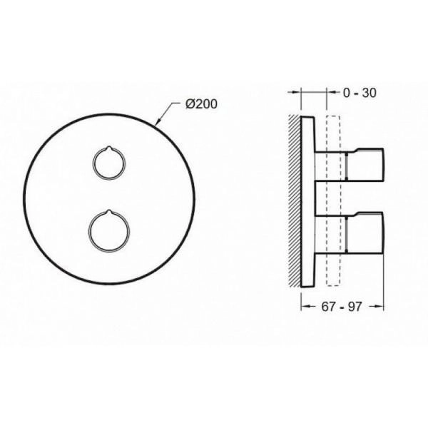 Смеситель Jacob Delafon ROUND E75390-CP для душа термостат хром