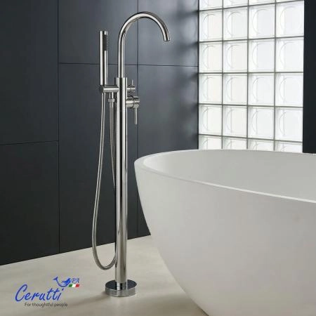 Смеситель напольный Ceruttispa Тобия (TOBIA) из нержавеющей стали, цвет хром