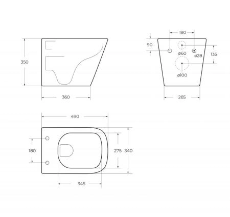 Унитаз Belbagno ARDENTE-R BB520CHR подвесной безободковый 49 см