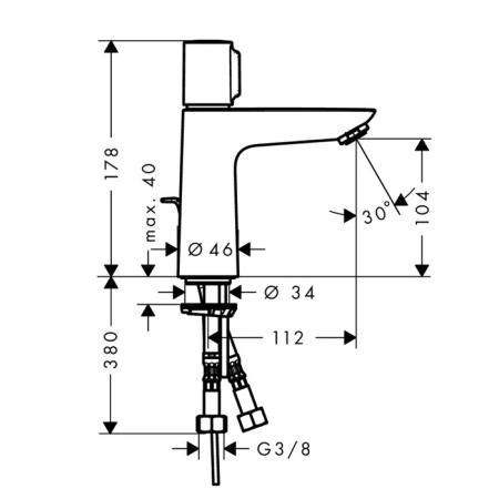 Hansgrohe Talis Select E, Смеситель для раковины, с донным клапаном, Цвет: хром