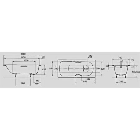 Ванна Kaldewei Saniform Plus Anti Slip Easy-clean mod.332 160x70 133230003001 стальная под ручки