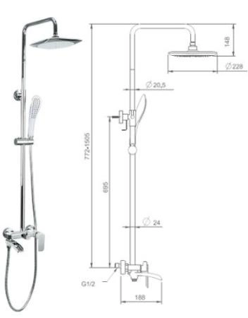 Душевая система Gappo G2448-8 хром