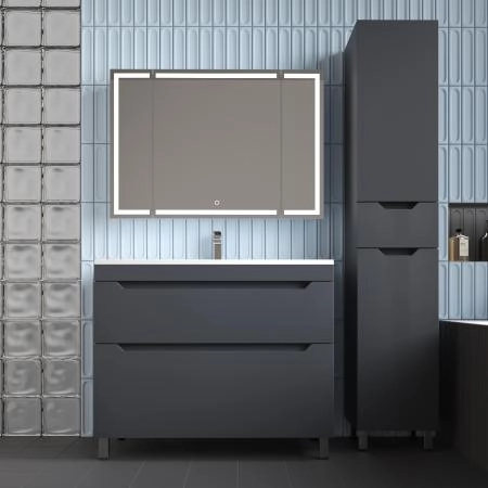 Тумба напольная Style Line Остин под раковину Фортуна 100 2 ящ графит эмаль PLUS