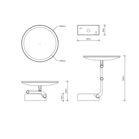 Decor Walther Vision R Косметическое зеркало, цвет: черный матовый
