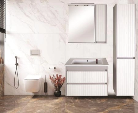 Тумба ASB-Mebel Мирано 85 Слоновая кость/Шиншилла серая напольная