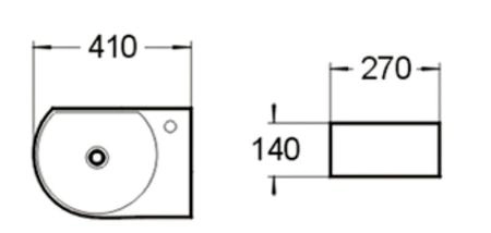Раковина SantiLine SL-2015L 41x27 подвесная керамическая Белый