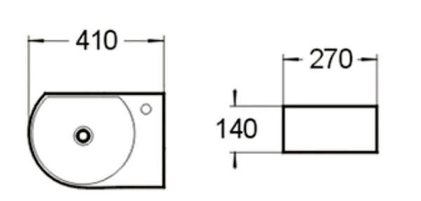 Раковина SantiLine SL-2015L 41x27 подвесная керамическая Белый