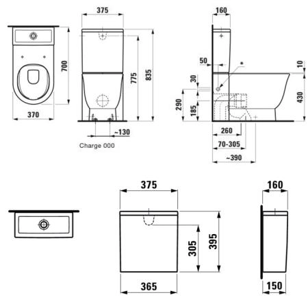 Laufen New Classic Унитаз моноблок безободковый 700х370х430 мм, выпуск универсальный, цвет белый