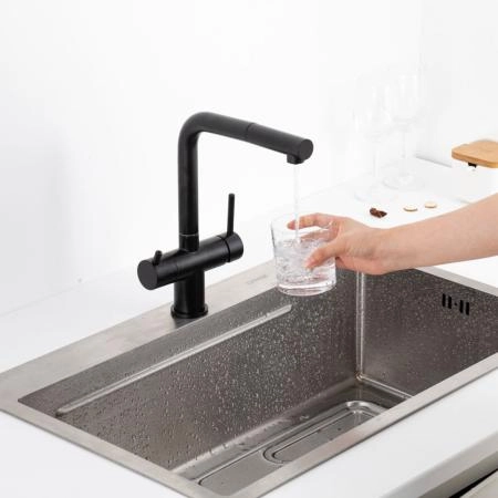 Смеситель GAPPO G4397-76 для кухни с выдвижным изливом и подключением фильтра, черный