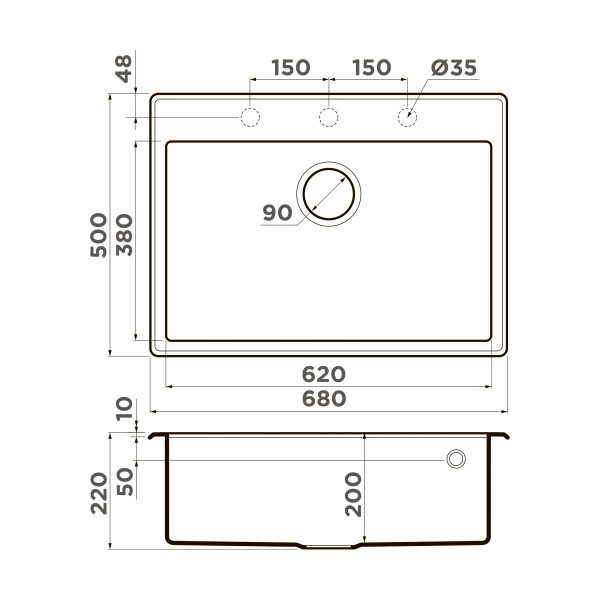Кухонная мойка Omoikiri Tedori 68-CH Tetogranit/шампань 4993969